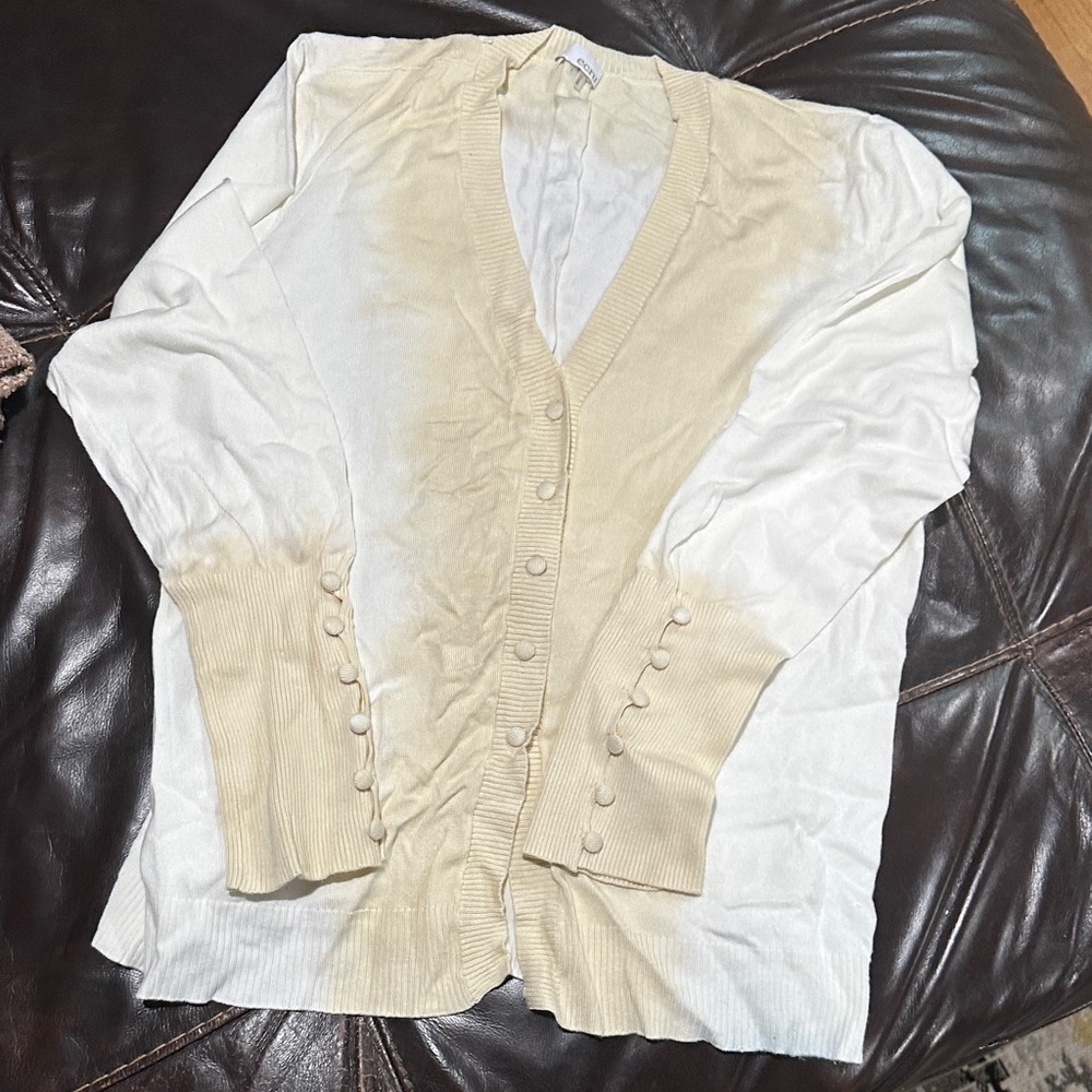 ECRU SIZE L Cream and beiges tie dye  Button-Up Cardigan